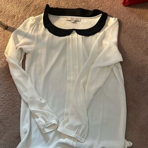 Ann Taylor loft white blouse (XS) with black neck collar